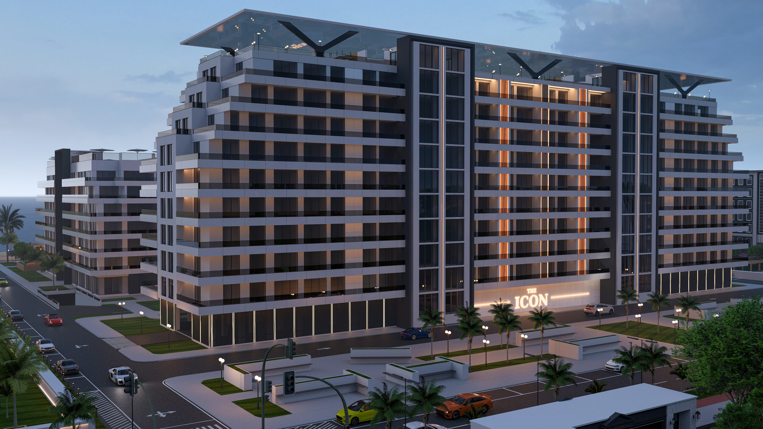 Randare arhitectură exterioară pentru clădire rezidențială premium