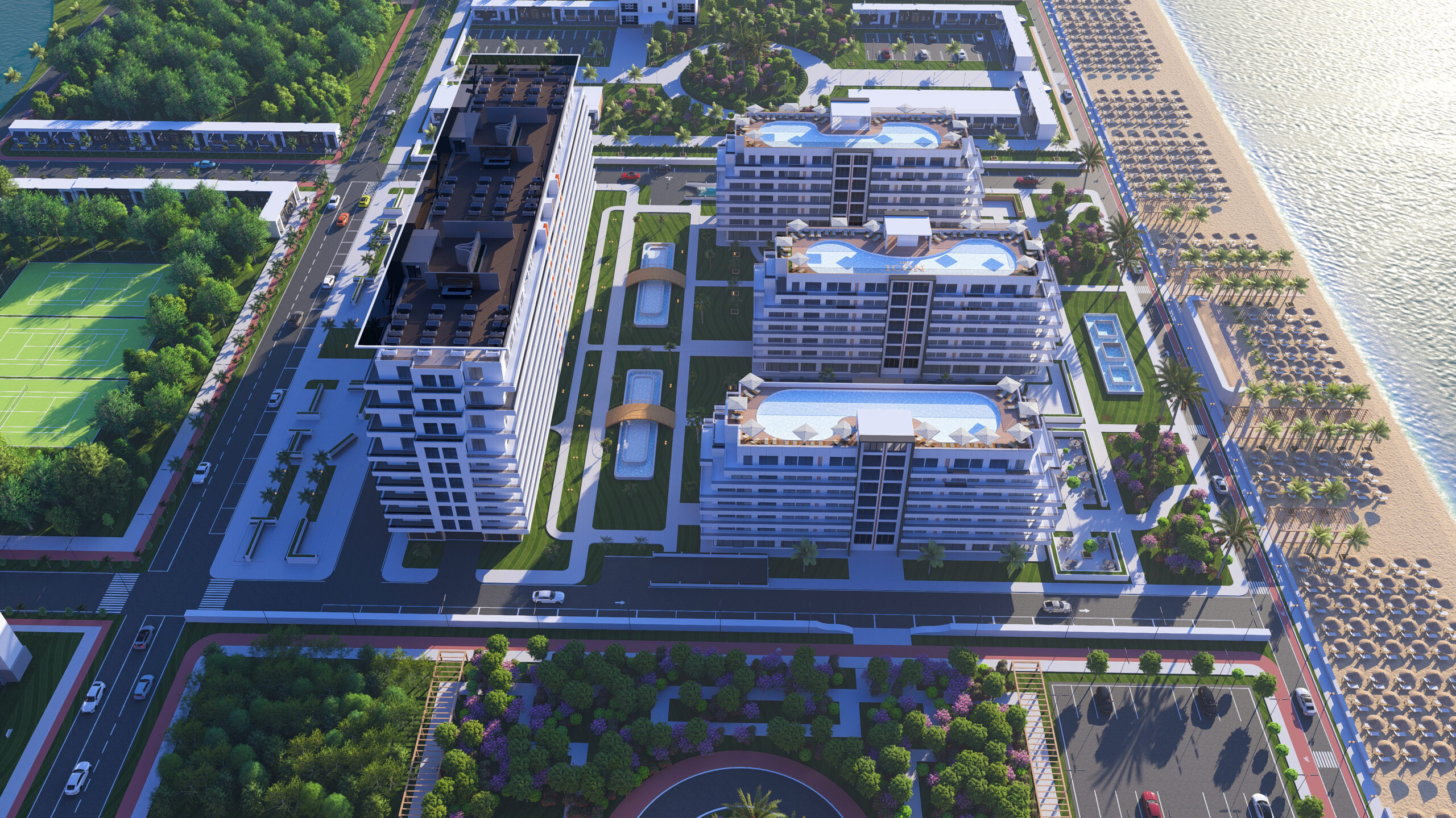 Randare arhitectură exterioară premium pentru clădire rezidențială modernă